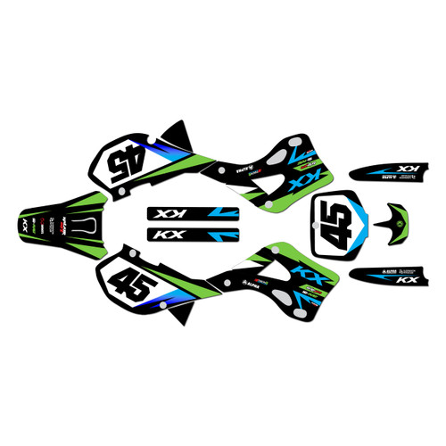 kawasaki kx250 graphics kit 1999-2002 division series green