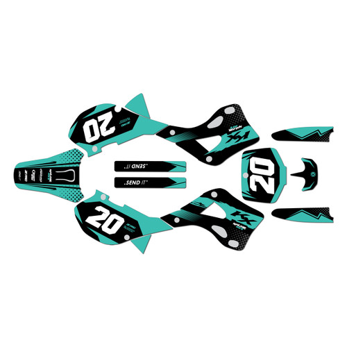 kawasaki kx125 graphics kit 1999-2002 spear series teal