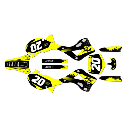 kawasaki kx250 graphics kit 1999-2002 spear series yellow