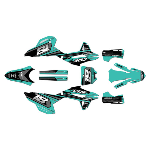honda crf250r graphics kit 2022-2024 warrior series teal