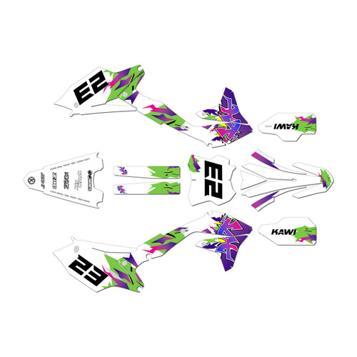 kawasaki kx450f graphics kit 2016-2018 throwback series white
