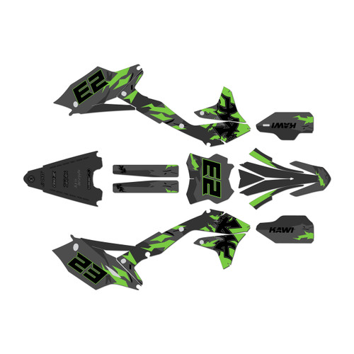 kawasaki kx450f graphics kit 2016-2018 throwback series green-shift