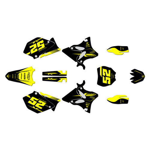 yamaha yz250 graphics kit 2006-2007 ominous series yellow
