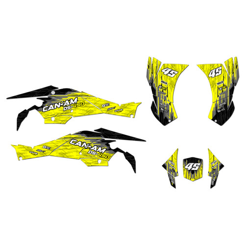 canam ds450 graphics kit 2008-2015 fracture series yellow