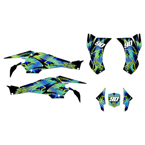 canam ds450 graphics kit 2008-2015 retro series blue