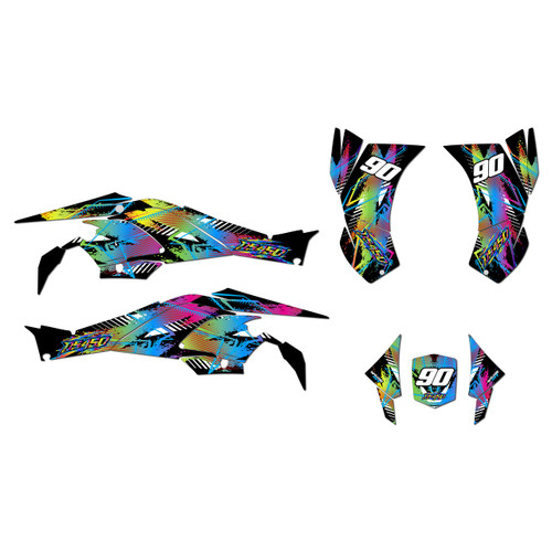 canam ds450 graphics kit 2008-2015 retro series rainbow