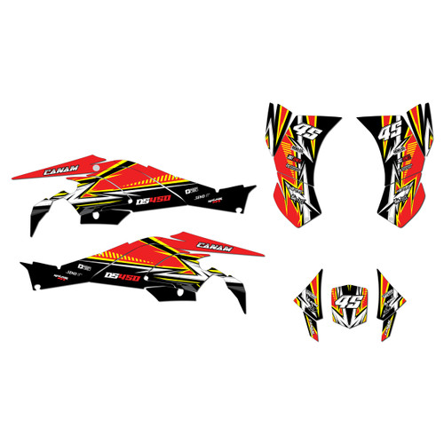 canam ds450 graphics kit 2008-2015 shred series red