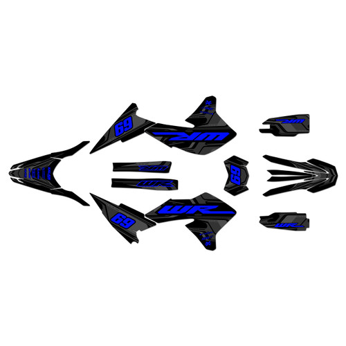 yamaha wr250r graphics kit 2008-2021 klutch series blue-shift