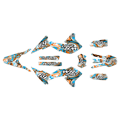 yamaha wr250r graphics kit 2008-2021 snagged series orange