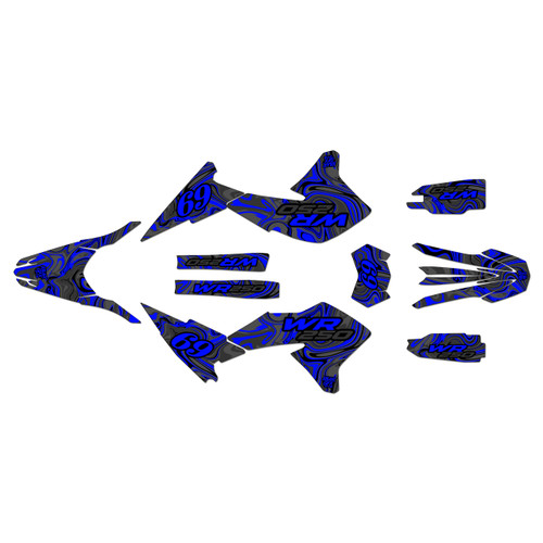 yamaha wr250r graphics kit 2008-2021 snagged series blue-shift