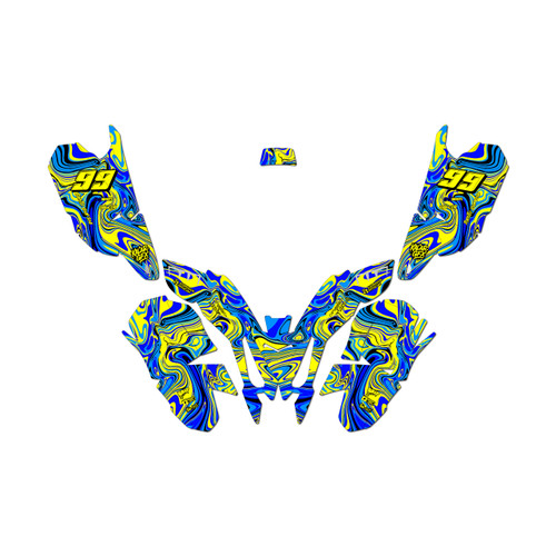 polaris outlaw50 graphics kit all years snagged series yellow