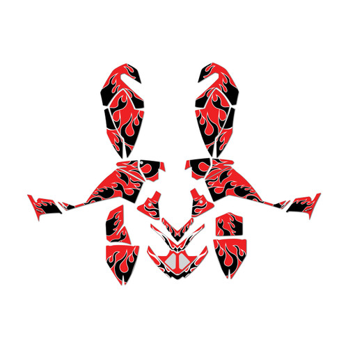 polaris outlaw525 graphics kit 2006-2008 flame series red