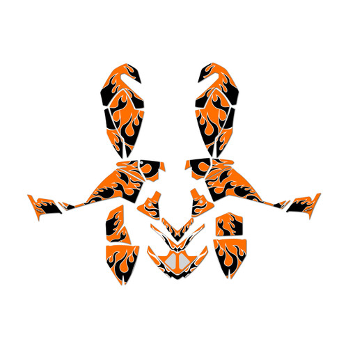 polaris outlaw500 graphics kit 2006-2008 flame series orange