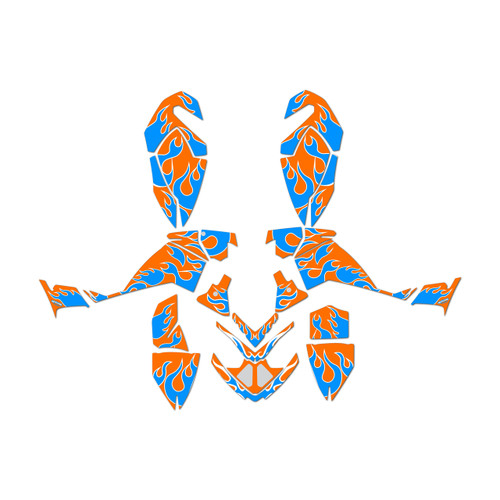 polaris outlaw500 graphics kit 2006-2008 flame series cyan