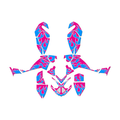polaris outlaw450 graphics kit 2006-2008 flame series magenta