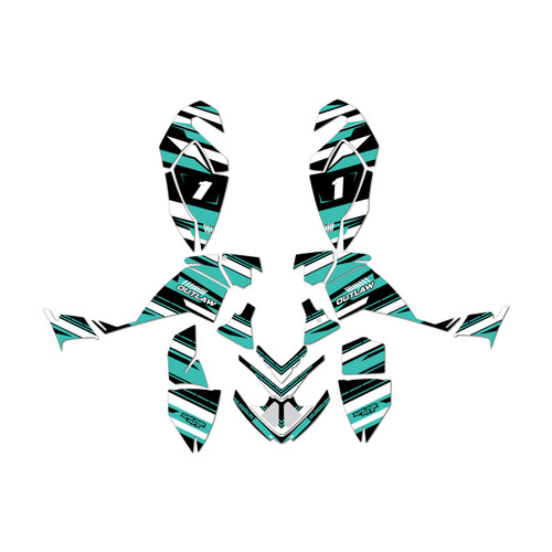 polaris outlaw450 graphics kit 2006-2008 razor series teal