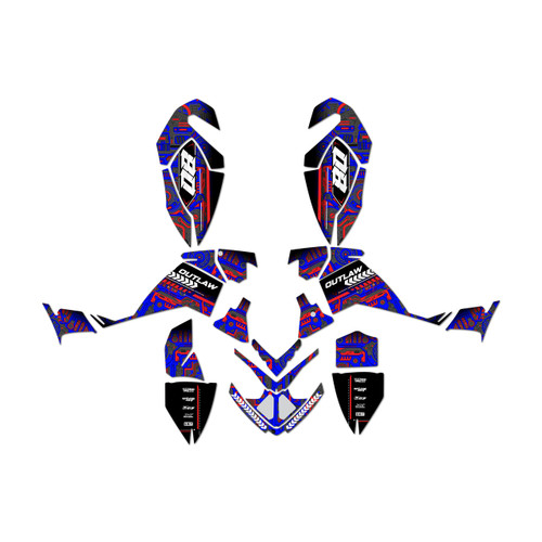 polaris outlaw525 graphics kit 2006-2008 rift series blue