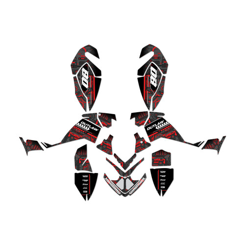 polaris outlaw450 graphics kit 2006-2008 rift series red
