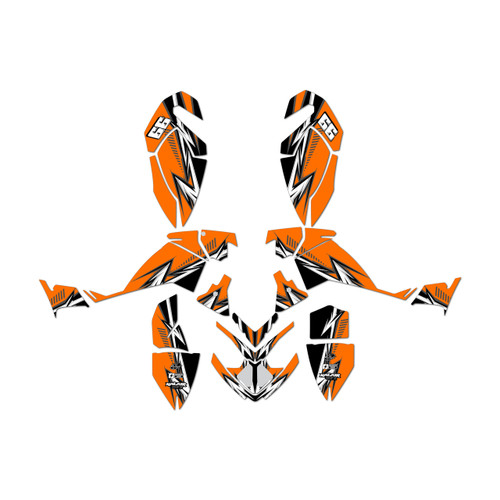 polaris outlaw525 graphics kit 2006-2008 shred series orange
