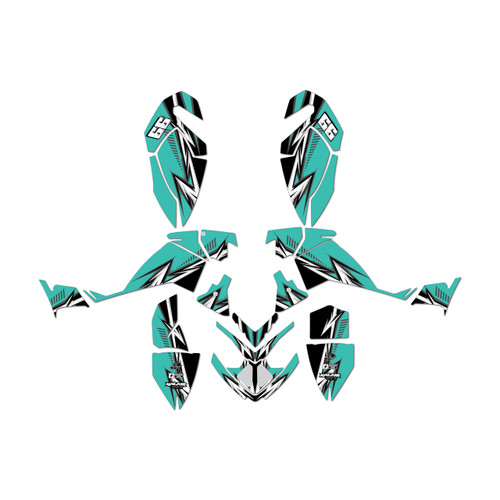 polaris outlaw525 graphics kit 2006-2008 shred series teal