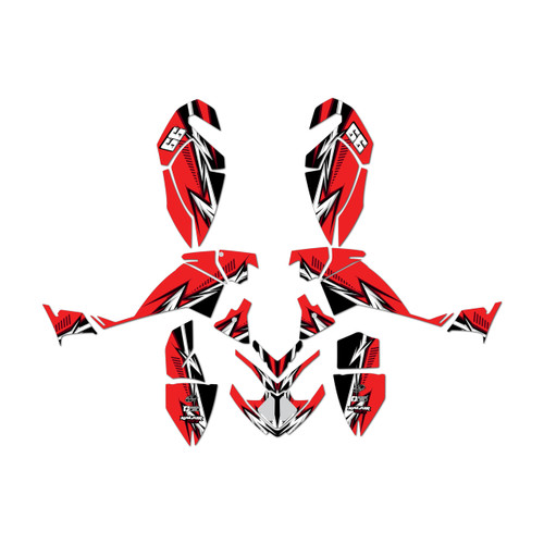 polaris outlaw450 graphics kit 2006-2008 shred series red