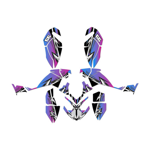 polaris outlaw450 graphics kit 2006-2008 shred series magenta