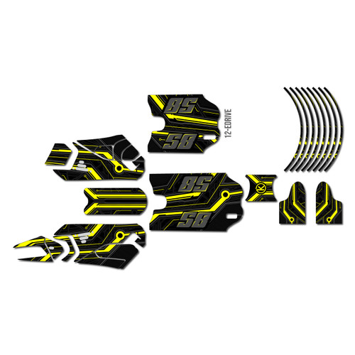 stacyc 16ebrushless graphics kit all years electron series yellow