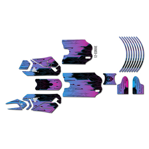 stacyc 16ebrushless graphics kit all years fracture series cyan