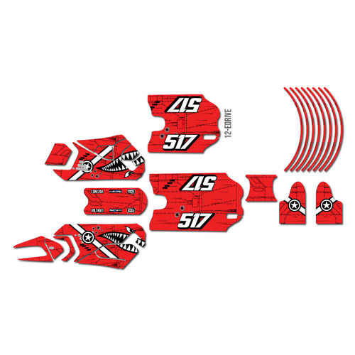 stacyc 16ebrushless graphics kit all years predator series red