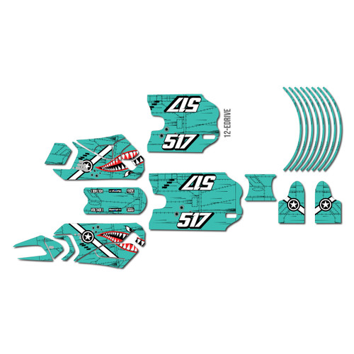 stacyc 16ebrushless graphics kit all years predator series teal