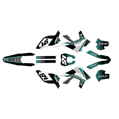 gasgas ec125 graphics kit 2012-2017 swirl series teal