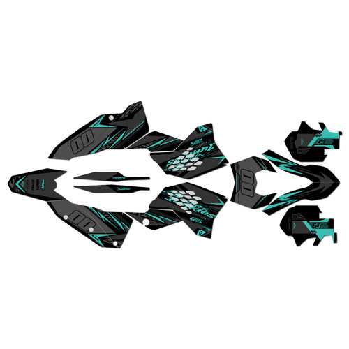 ktm 250excf graphics kit 2008-2011 rugged series teal-shift