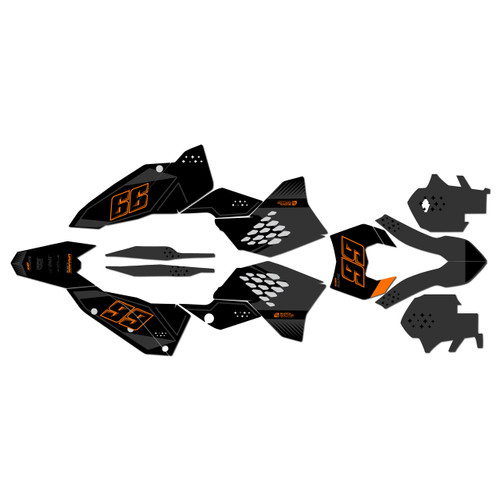 ktm 250excf graphics kit 2008-2011 splinter series orange-shift