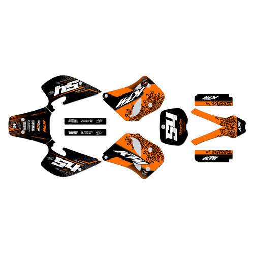 ktm 300exc graphics kit 1993-1997 fatality series orange