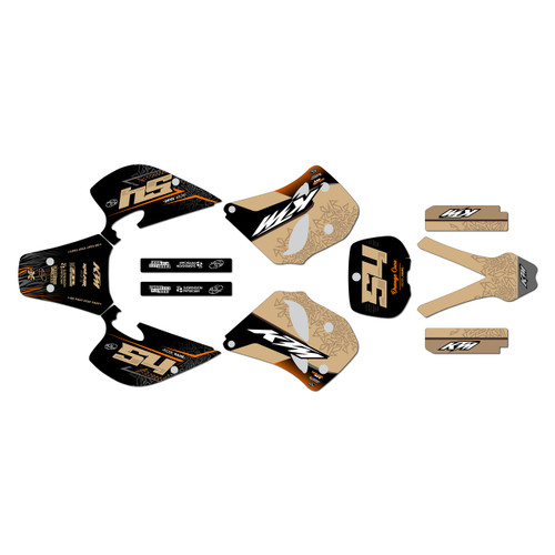 ktm 250sx graphics kit 1993-1997 fatality series tan