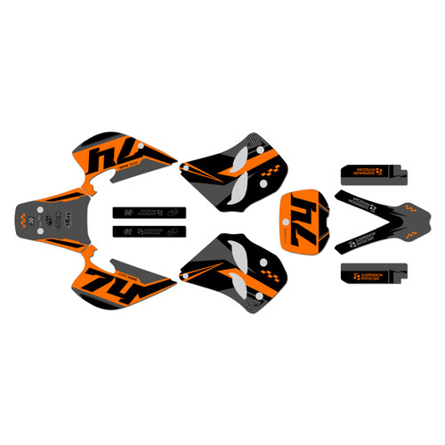 ktm 125sx graphics kit 1993-1997 prestige series orange-shift