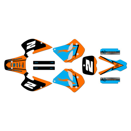 ktm 125sx graphics kit 1993-1997 razor series cyan