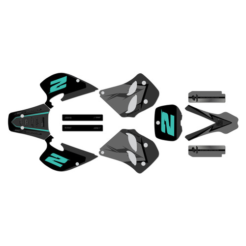 KTM 125SX, 200SX & 250SX graphics kit 1993-1997 razor series teal-shift