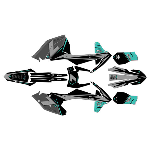 ktm 150xcw graphics kit 2017-2019 bolt series teal