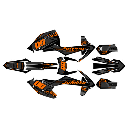 ktm 150xcw graphics kit 2017-2019 rugged series orange-shift