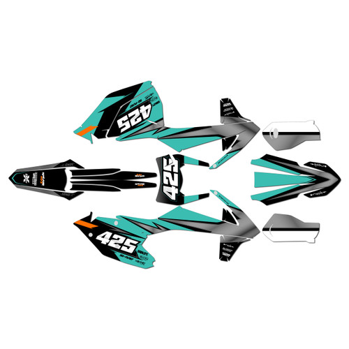 ktm 125xcw graphics kit 2017-2019 screech series teal