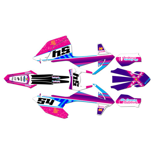 ktm 150xcw graphics kit 2017-2019 split series magenta-cyan