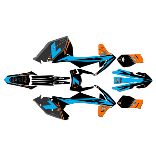 ktm 450excf graphics kit 2017-2019 bolt series orange-cyan