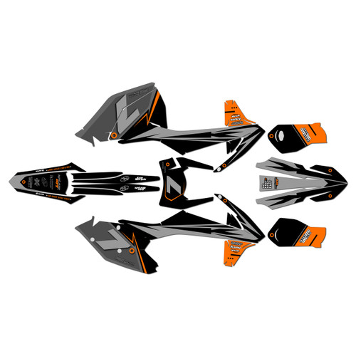 ktm 250excf graphics kit 2017-2019 bolt series orange