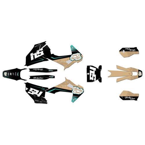 husqvarna tc250 graphics kit 2019-2022 fatality series tan-cyan