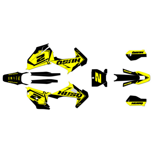 husqvarna fc250 graphics kit 2019-2022 razor series yellow