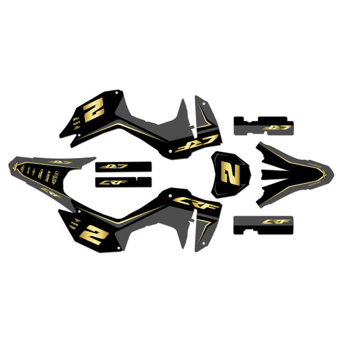 honda crf300f graphics kit 2025-2026 lightning series gold