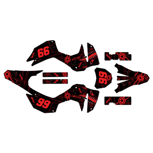 honda crf300f graphics kit 2025-2026 predator series red-shift