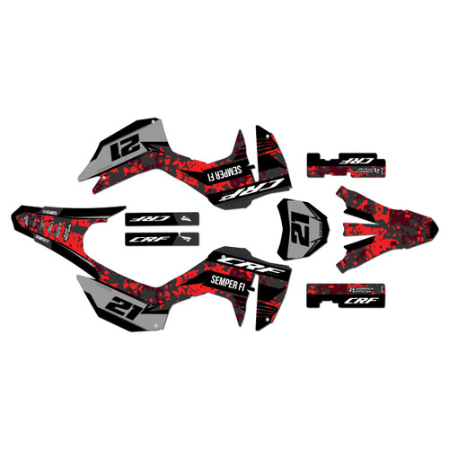honda crf300f graphics kit 2025-2026 semper series red