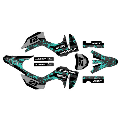 honda crf300f graphics kit 2025-2026 semper series teal